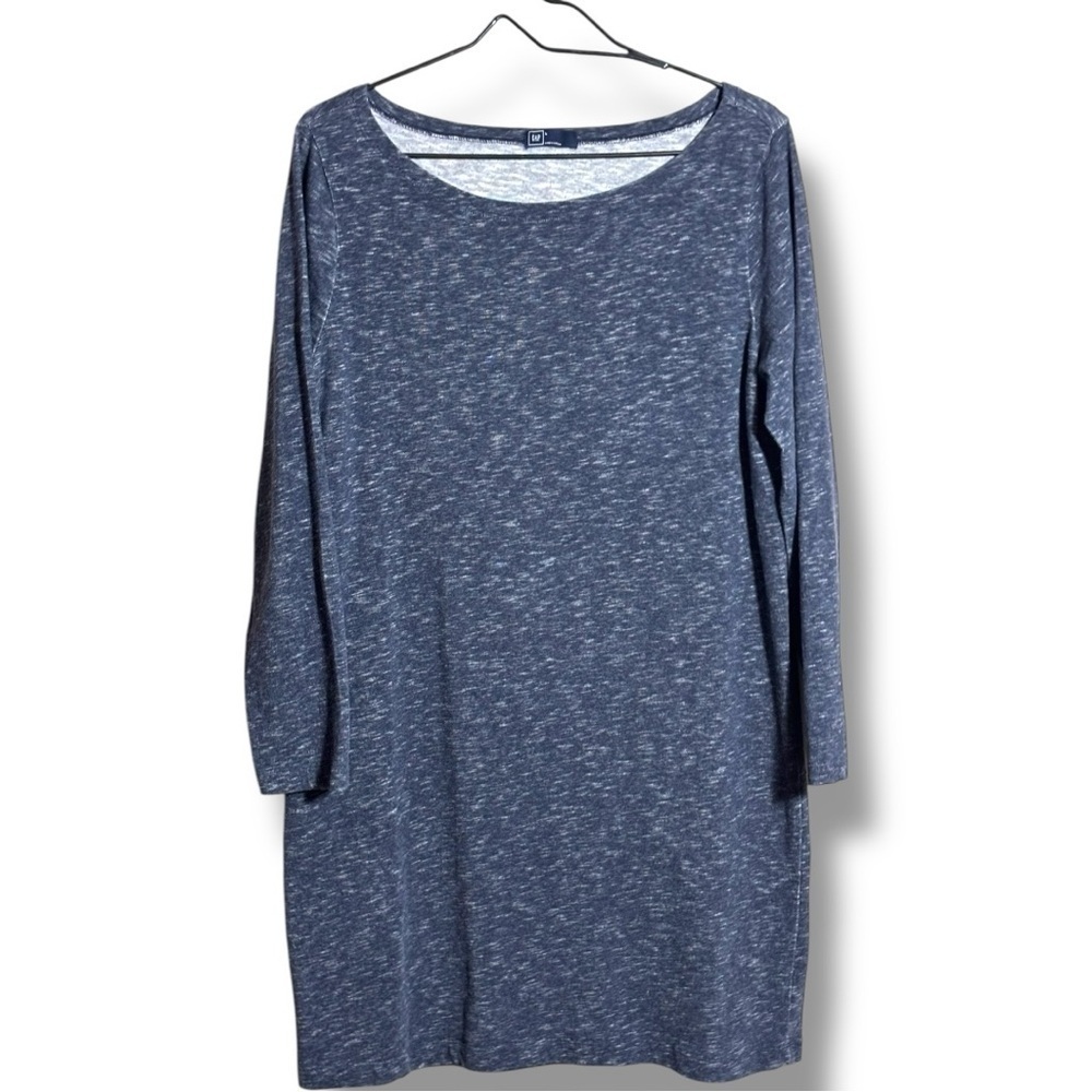 GAP Blue-Gray Sheath Knit Casual Mini Dress Straight Boat Neckline 3/4 Sleeves - Picture 12 of 15